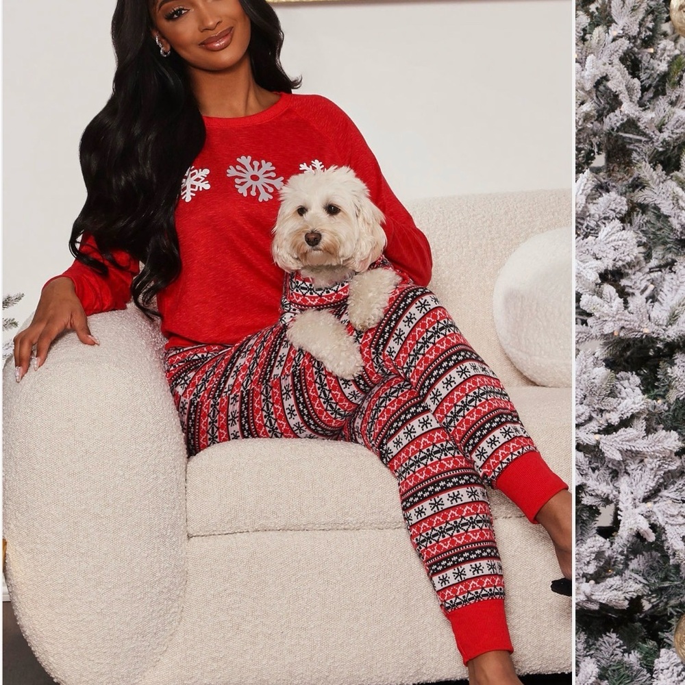 Fashion Nova Red Snowflake Pajama Set